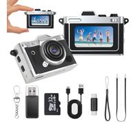 LENANE Mini Keychain Camera - 2K FHD Tiny Retro Digital Camera with 32GB Card, 1.47" Screen & OTG Adapter, Vintage Compact Micro Pocket Camera for Kids,Travel,Party (Black)