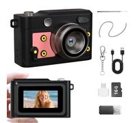 LENANE Mini Retro Keychain Camera - 1080P FHD Tiny Digital Camera with 2MP Lens, 0.96" Screen & OTG Adapter with 16GB Card, Vintage Compact Pocket Camera for Travel,Kids,Teens (Pink)