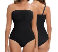 Lenashape Strapless Shapewear for Women, Tummy Control Triangle Bodysuit, Body Shaper Tank Top, Black, Small