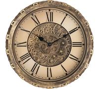 LENAUQ Moving Gears Wall Clock, 15 Inch Modern Gear Rotating Wall Clock Old Style Rustic Unique Vintage Industrial Clock for Living Room Decor Home Farmhouse (Vintage Copper)