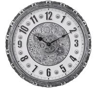 LENAUQ Moving Gears Wall Clock, 15 Inch Modern Gear Rotating Wall Clock Old Style Rustic Unique Vintage Industrial Clock for Living Room Decor Home Farmhouse (Vintage Silver)