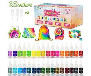 lenbest DIY Tie-Dye Kit, 32 Dyeing Kit for Kids, Adults and Groups, Non-Toxic Shirt Fabric Color, Add Textile Color Machine Washable, Parties, Gatherings, Festivals