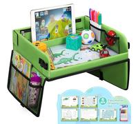 lenbest Kids Travel Tray - Travel Tray for Kids in Car - Car Seat Tray for Kids Travel - Multifunctional Tray with Transparent Erasable Surface & Large Storage Space - Travel Games for Kids