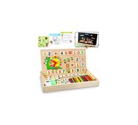 lenbest Magnetic Wooden Maths Puzzle Box, Montessori Toys Wooden Number Blocks with Double Sides Board, Counting Sticks, Chalk & Eraser, Educatio