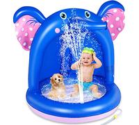 lenbest Shade Baby Pool, Inflatable Padding Pool with PVC Canopy & Extra Sofe Bubble Base, Sprinkle Splash Pool Spray Water Fun Summer Garden Pool Outdoor Indoor for Kids (Elephant)