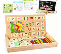 lenbest Wooden Maths Box - Maths Games - Montessori Toys - Numberblocks | Counting Sticks | Teaching Clock | Learning Board - Educational Easter Toy for 5+ Year Old Kids
