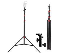 LENCARTA® 1.90m / 6.23FT Aluminium Photography Stand, Foldable Tripod Stand with Swivel Tilting Hot Shoe Flash Holder Mount, Stand for led light, for LED light, 5kg Maximum Payload Capacity