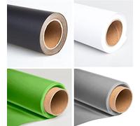 LENCARTA® 4.4 x 32.8FT / 1.35 x 10.0M Photo Studio Seamless Backdrop Background Paper Rolls, Sheet for Pet, Product, Portrait Photography Background Thick Card Frame - WHITE, GREY, BLACK, GREEN 4 PACK