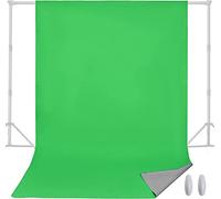 LENCARTA® Green and Grey Screen Background | 1.5m x 2m (4.9ft x 6.6ft) for Tik Tok, Fabric Background, Fold Up Greenscreen Backdrop Kit | Double-Sided for Streaming, Zoom, Gaming