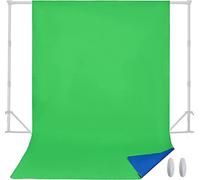 LENCARTA Green Screen Backdrop 1.5m x 2m (4.9ft x 6.6ft) Portable Green Screen Background Large Chromakey Muslin Collapsible Photography Backdrop with Blue Side, Live Streaming, Zoom Meeting, Gaming