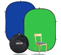 LENCARTA Green Screen Background 1.5m x 2m (4.9ft x 6.6ft) Pop Up Reversible Blue Screen, Collapsible Chroma Key Greenscreen Backdrop Kit for Gaming, Photo Studio, Stream, Chromakey, Zoom Home Working
