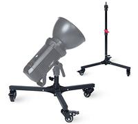 LENCARTA Low Floor Level Lighting Stand Dual Use Heavy Duty Stand 20cm - 72cm (7.8" - 28.3") Adjustable for Photography with 1/4" 3/8" Reversible Spigot - Aluminium Design with Caster Wheels