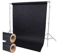 LENCARTA® Paper Black Backdrop 4.4x32.8FT/1.35x10M Seamless Paper Photo Backdrop Black Photo Background with Card Tube Photoshoot Backdrop for Pet Product Portrait Photography Drawing Art PACK OF TWO