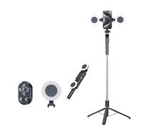 LENCARTA Twin LED Selfie Stick with Tripod Stand, 180cm Extendable Aluminium Handle, 360° Rotation Phone Holder with Remote Control, for Smartphone and GoPro