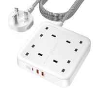 LENCENT 1.8M Extension Lead with 4 Way Outlets,PD 20W USB-C ＆2 USB-A QC 3.0