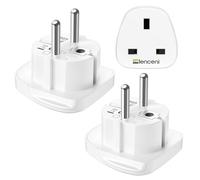 LENCENT 2 Pack UK to European Plug Adapter, Grounded Type G to Type E/F Schuko Travel Adaptor, 3 Pin to 2 Pin Euro Adapter for Spain Germany France Portugal Greece Turkey Egypt and more