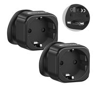 LENCENT 2X EU to UK Plug Adapter, Europe Schuko 2 Pin to 3 Pin UK Travel Adaptor, European Euro to British Adapter- Black