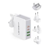 Lencent 4 Port USB Charger Plug, Worldwide Travel Adapter, 2 USB-C 2 USB-A