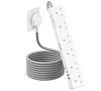 LENCENT 6 Way Socket Extension Lead with USB C Port, 1.8M Switched Braided Extension Cord, Wall Mount Extension Cord, 3250W 13A UK Power Strip for Kitchen, Workshop, Office