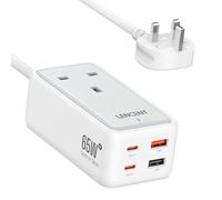 LENCENT 65W USB C Charger Plug, Gan III 4-Port Type C Power Adapter PD Desktop Charger, with 1 AC+4 USB Ports, suitable for Laptop, MacBook, iPad Pro, iPhone and More (White)