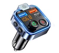 LENCENT Bluetooth 5.0 FM Transmitter Car Kit, USB-C PD 30W Fast Charger | QC 30W USB-C Fast Charger, Hands-Free Calls, HiFi Bass Audio, U Disk Playback, Wireless Car Radio Adapter