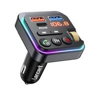 LENCENT Bluetooth 5.0 FM Transmitter for Car, [PD 20W + QC 3.0] Cigarette Lighter Charger Music Radio Adapter, Wireless Microphone & HiFi Bass Sound, Supports Hands-Free Siri Google Assistant