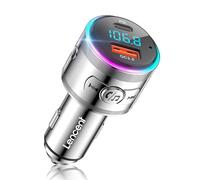 LENCENT Car Bluetooth FM Transmitter, Bluetooth 5.3 Car Adapter, All Metal, PD 30W & QC 3.0 18W Fast Charging, Wireless Radio Transmitter Noise Cancelling Hands-Free Call with 7 Colors LED Lights
