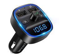 LENCENT FM Transmitter, Bluetooth Wireless Radio Adapter Car Kit with 2 USB Ports Car Charger MP3 Player Support TF Card & Disk