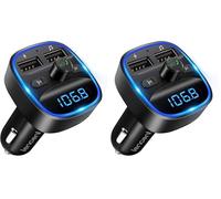 LENCENT FM Transmitter, Bluetooth Wireless Radio Adapter Car Kit with 2 USB Ports Car Charger MP3 Player Support TF Card & Disk (Pack of 2)