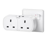 LENCENT Plug Adapter with 3 USB (Included 1 USB-C), Double Wall Plug Extension, Multi Adaptor 2 Gang Extender Suitable for UK, 13A 3250W for Home, Office, College dormitary