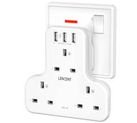 LENCENT Plug Extension Socket, 3 Way Multi Plug Socket with 3 USB Ports, Power Extender Wall Adaptor for Household Appliances, Iphone, Smartphone, Tablet, Home, Office, Bedroom, 13A 3250W