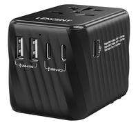 LENCENT Universal Travel Plug Adapter Worldwide with 3 USB C＆2 USB A Ports