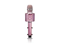 Lenco BMC-090 - Karaoke Microphone - Bluetooth V4.2 - with Smartphone Holder - 5 Watt RMS - LED Light Effects - Integrated Battery with 1200 mAh - Android and iOS - Pink