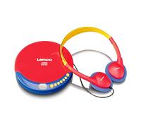 Lenco CD-021 CD Player for Children - Portable CD Player - Discman - Headphones with Volume Limiter - Reads CD-R/RW - Built-in Battery - with Charging Cable - Red/Blue