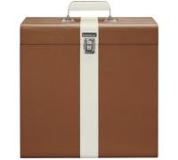 LENCO Classic Phono TTA-301BNWH Vinyl Storage Case - Brown & White, White,Brown