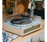 Lenco LS-440 Blue Fabric Turntable with Speakers