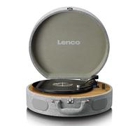 Lenco LS-66 Turntable - Bluetooth® Reception & Transmission, 2 Integrated Speakers, AT3600 Magnetic Pickup, Belt Drive, Auto Stop, 33/45 RPM, RCA Connection, Wooden Housing - Grey