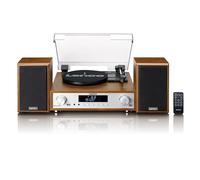Lenco MC-160WD Stereo System with Turntable, Bluetooth 5.0, DAB+/FM Radio, Belt Drive, Direct MP3 Encoding to USB, Wooden External Speakers (Wood)