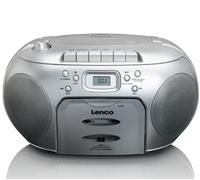 Lenco SCD-420 Portable Stereo with FM Radio, CD and Cassette Player - Silver