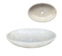 Lendo Online Marble washbasin oval 40x30 or 60x40 cm - Cream, grey or black - Solid natural stone sink for bathroom or toilet - Handmade marble wash bowl (Cream, 60x40cm)