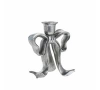 Lene Bjerre Serafina Bow Candlestick Antique Silver 19.7 cm - Elegant Decorative Candle Holder - Scandinavian Christmas Décor
