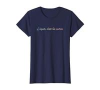 L'enfer C'est les autres - Hell is Other People T-Shirt, Women, Navy Blue, Medium