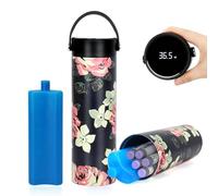 Leng Ke 24H Insulin Cooler Travel Case with Fahrenheit Temperature Display,TSA Approved Ice Pack- Refrigerated Medicine Cooler Travel Case Bottle for Insulin Pens and Diabetic Supplies(Flowers)