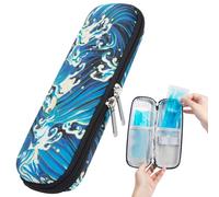 Leng Ke Insulin Cooler Travel Case TSA Approved with 2 Reusable Ice Packs, Upgraded EVA Medicine Cooler for Travel and Daily Life, Portable Diabetes Travel Case for Diabetic Supplies (Waves)