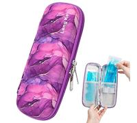 Leng Ke Upgraded Insulin Travel Case - EVA Travel Insulin Cooler Case TSA Approved with 2 Ice Packs, Portable Travel Medicine Cooler Bag for Insulin Pen and Blood Glucose Monitor Supply (Mable Purple)