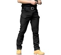 Lengender Men's Cargo Pants for Men, Multiple Pockets, Zipper, Slim Fit, Combat Pants, Waterproof, Military Pants, Tactical, black, 3XL