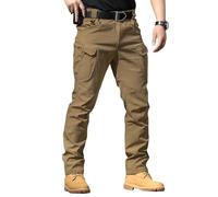 Lengender Men's Cargo Pants, Multiple Pockets, Zipper, Slim Fit, Combat Pants, Waterproof, Military Pants, Tactical, khaki, M