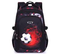 Lengender School bag student boy lightweight decompression cool football fashion child backpack, Black, 46*30*18cm