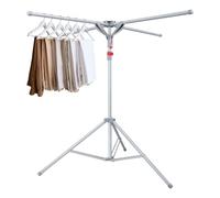 LengSuaa Foldable Clothes Airer, Adjustable Height 120-170cm Clothes Drying Stand Indoor, Laundry Rack Tripod Design with 4 Arms for Hangers, Saving-space & Easy Setup