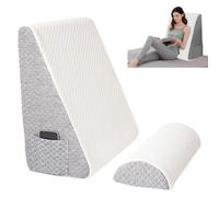 LengSuaa Wedge Pillow, 2PCS Bed Wedge Pillow Set, Removable Memory Foam Incline Cushion with Headrest for Leg Elevation, Back Support, Acid Reflux, Snoring, Post Surgery, Reading